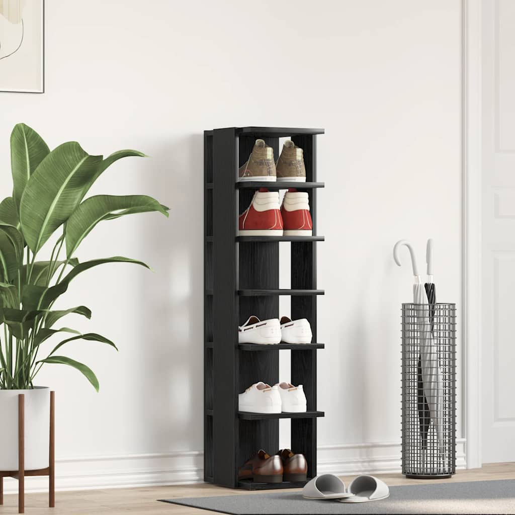 skoskab 25x27x102 cm konstrueret træ sort egetræ