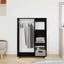 garderobe sort egetræ 80x40x110 cm konstrueret træ