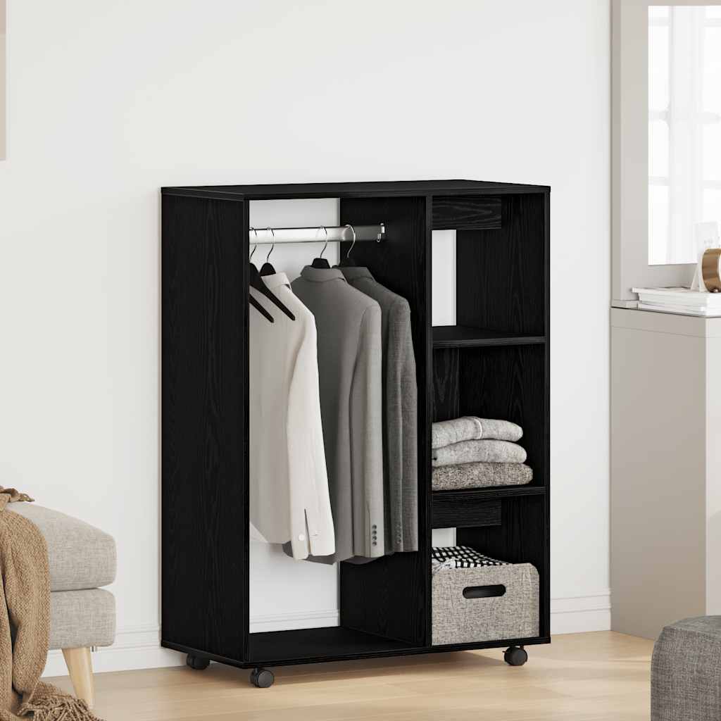 garderobe sort egetræ 80x40x110 cm konstrueret træ billede