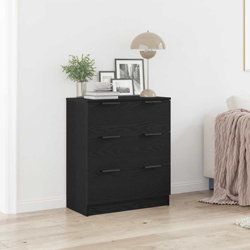 Sideboard med skuffe Sort eg 60 x 30 x 70 cm Konstrueret træ