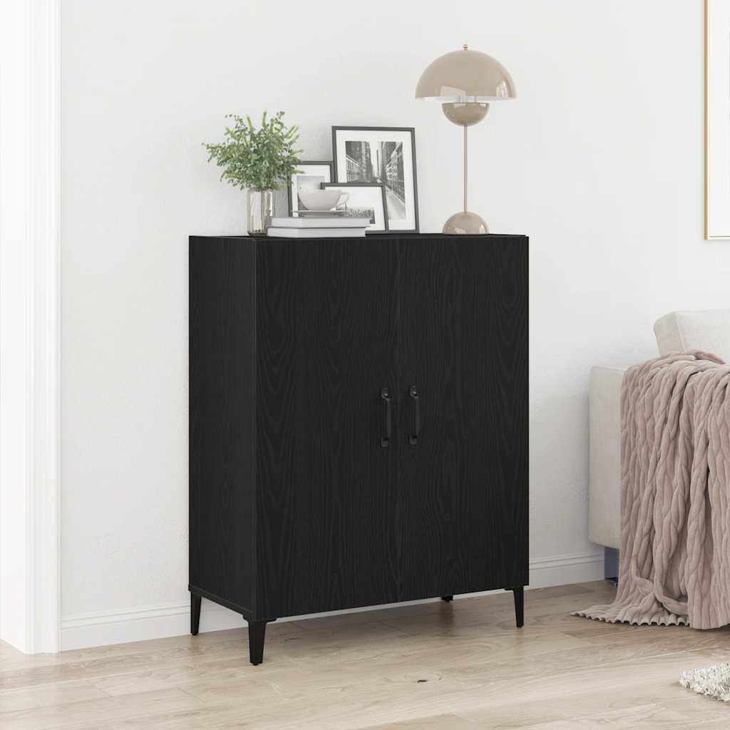 skænk 69,5x34x90 cm konstrueret træ sort egetræsfarve