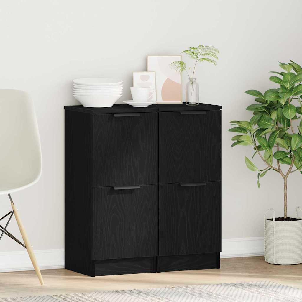 Sideboard 2 stk. Sort eg 30 x 30 x 70 cm Konstrueret træ