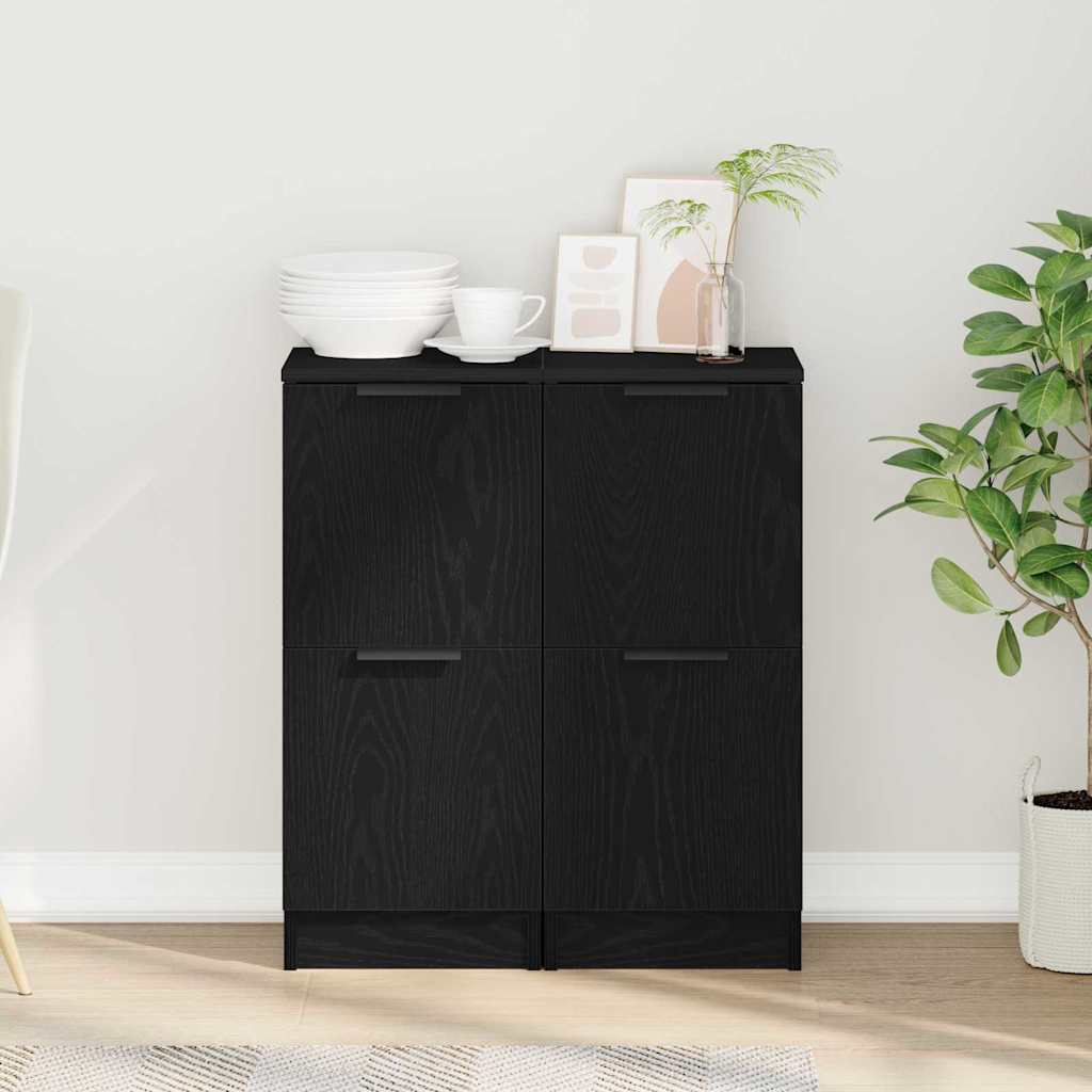 Sideboard 2 stk. Sort eg 30 x 30 x 70 cm Konstrueret træ