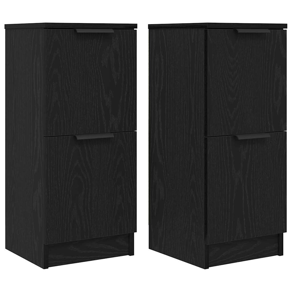 Sideboard 2 stk. Sort eg 30 x 30 x 70 cm Konstrueret træ