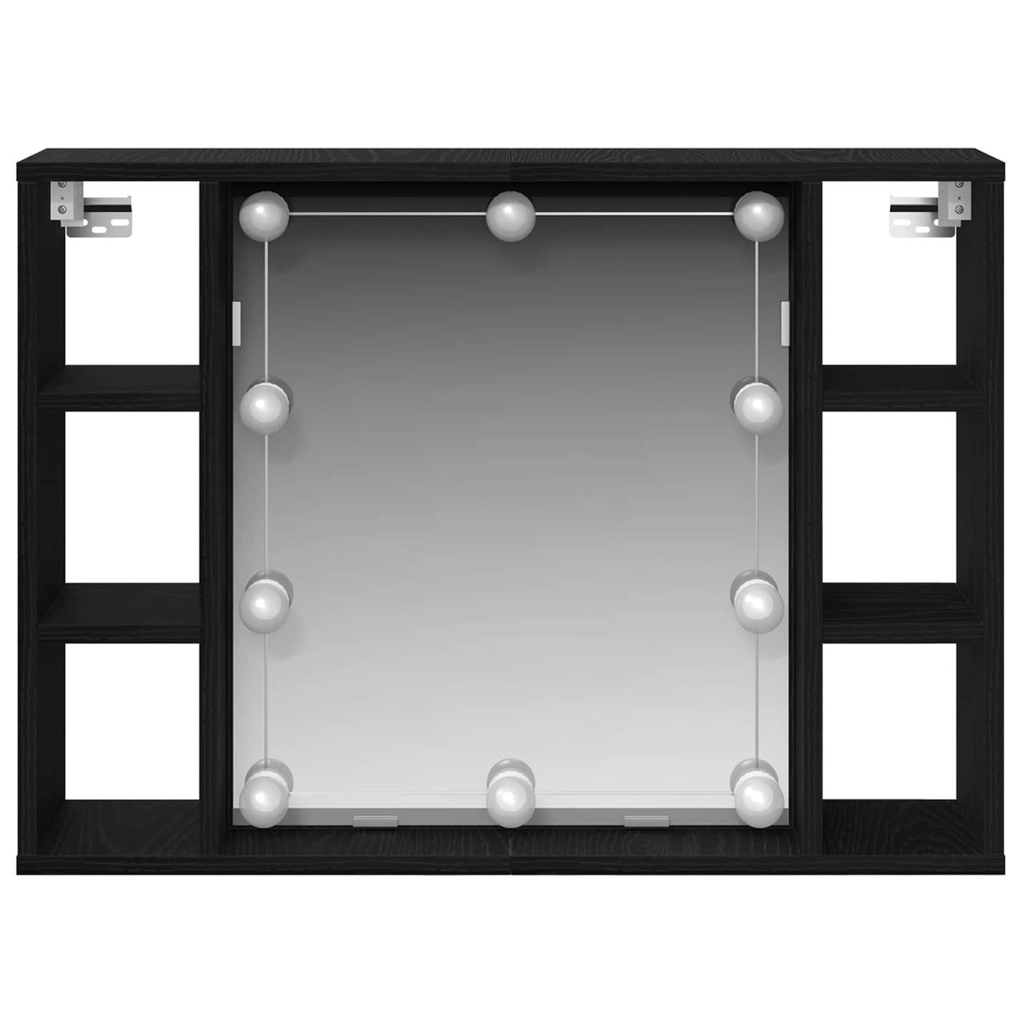 Spejlskab med spejllys Sort eg 76 x 15 x 55 cm Konstrueret træ
