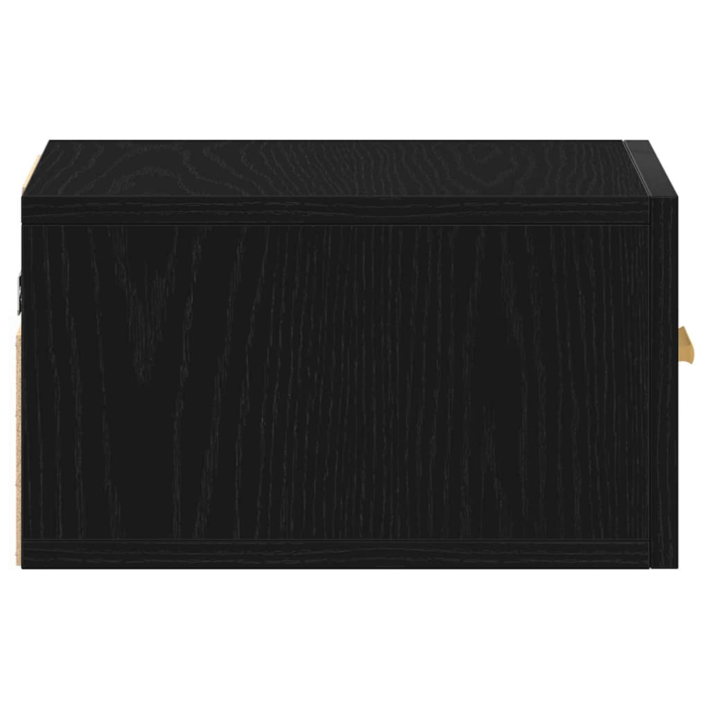 Vægmonteret natbord Sort eg 35 x 35 x 20 cm Konstrueret træ