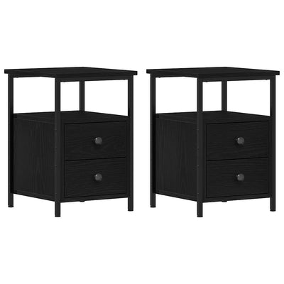 sengeborde 2 stk. sort eg 34x35,5x50 cm konstrueret træ