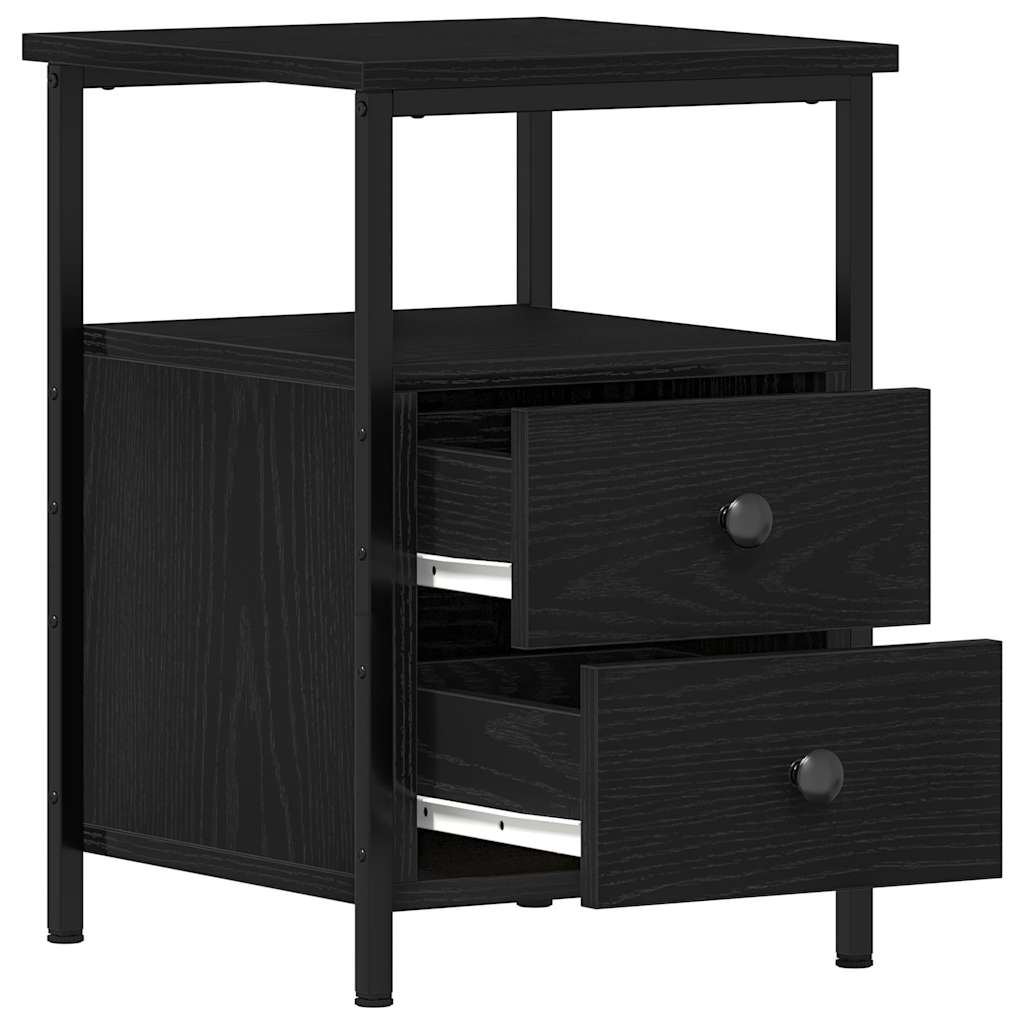 sengeborde 2 stk. sort eg 34x35,5x50 cm konstrueret træ