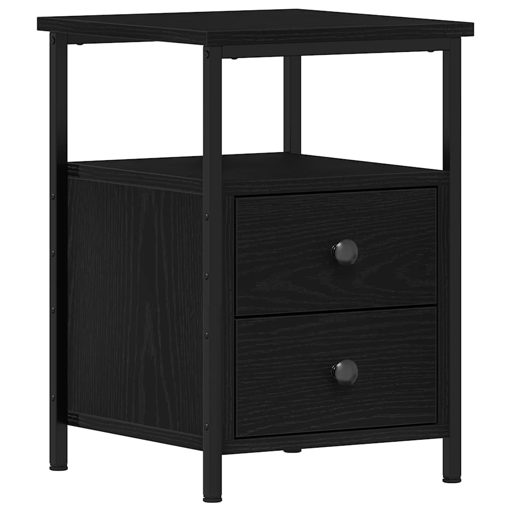 sengeborde 2 stk. sort eg 34x35,5x50 cm konstrueret træ
