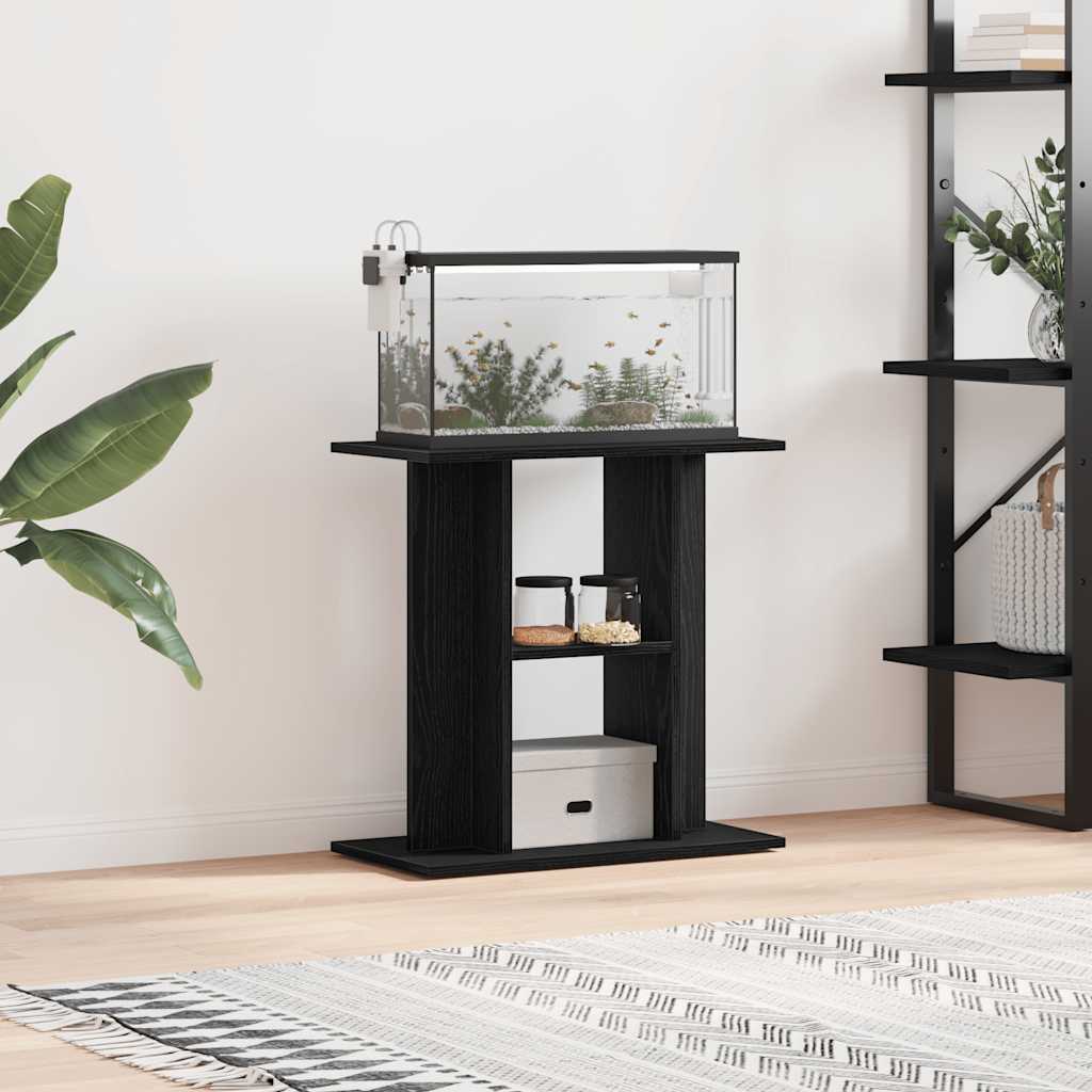 akvariestativ sort egetræ 60x30x60 cm konstrueret træ billede