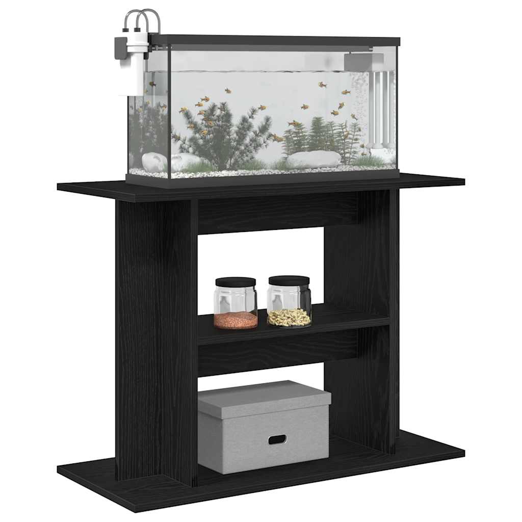 akvariebord 80x35x60 cm konstrueret træ sort egetræsfarve