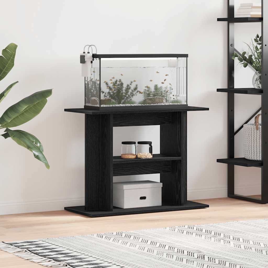 akvariebord 80x35x60 cm konstrueret træ sort egetræsfarve billede