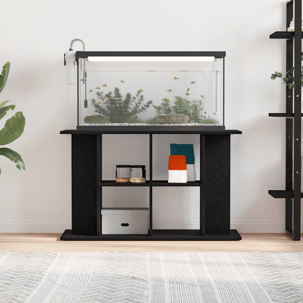 akvariestativ sort egetræ 100x40x60 cm konstrueret træ