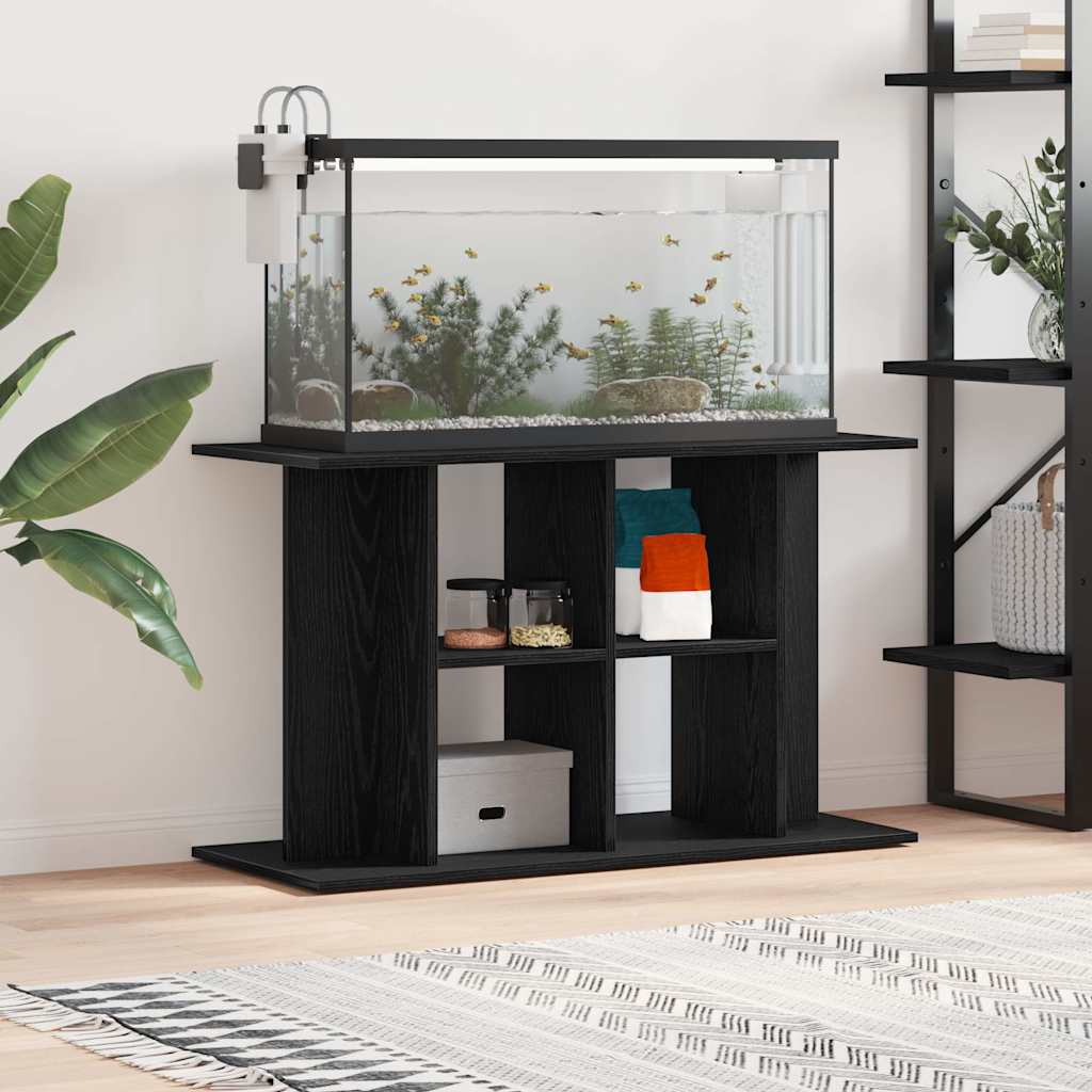 akvariestativ sort egetræ 100x40x60 cm konstrueret træ