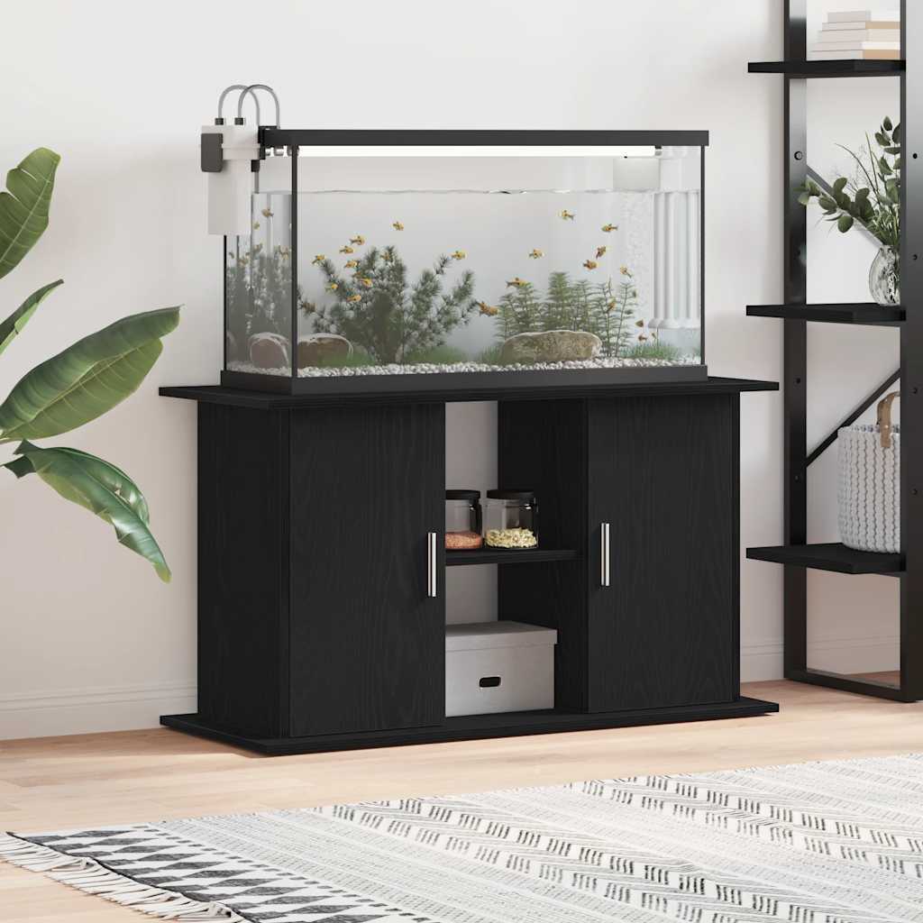 akvariestativ sort egetræ 101x41x58 cm konstrueret træ