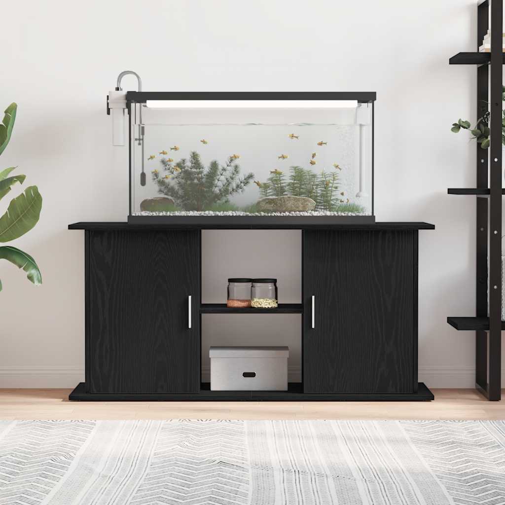 akvariebord 121x41x58 cm konstrueret træ sort egetræsfarve