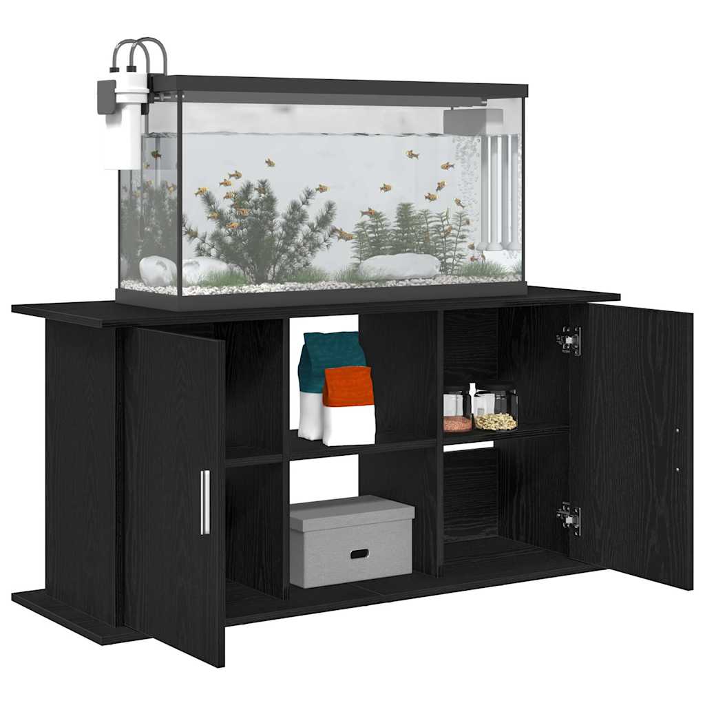 akvariebord 121x41x58 cm konstrueret træ sort egetræsfarve