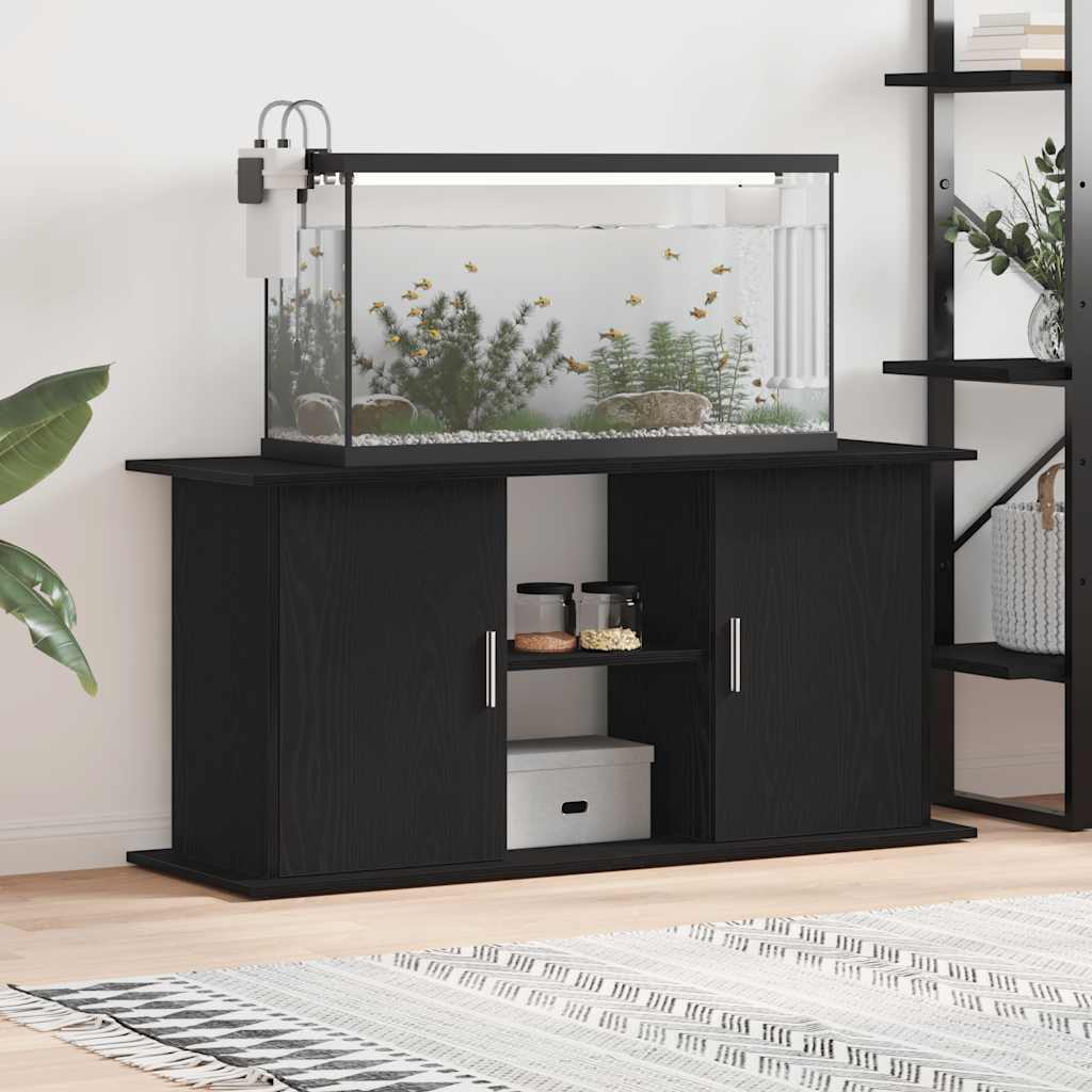 akvariebord 121x41x58 cm konstrueret træ sort egetræsfarve