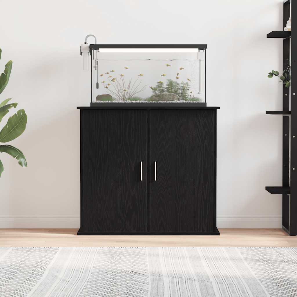 akvariestativ sort egetræ 81x36x73 cm konstrueret træ