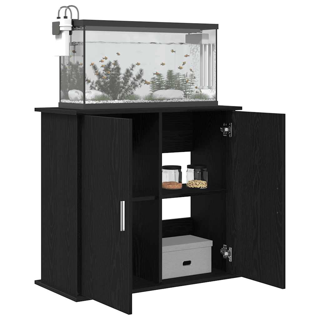 akvariestativ sort egetræ 81x36x73 cm konstrueret træ