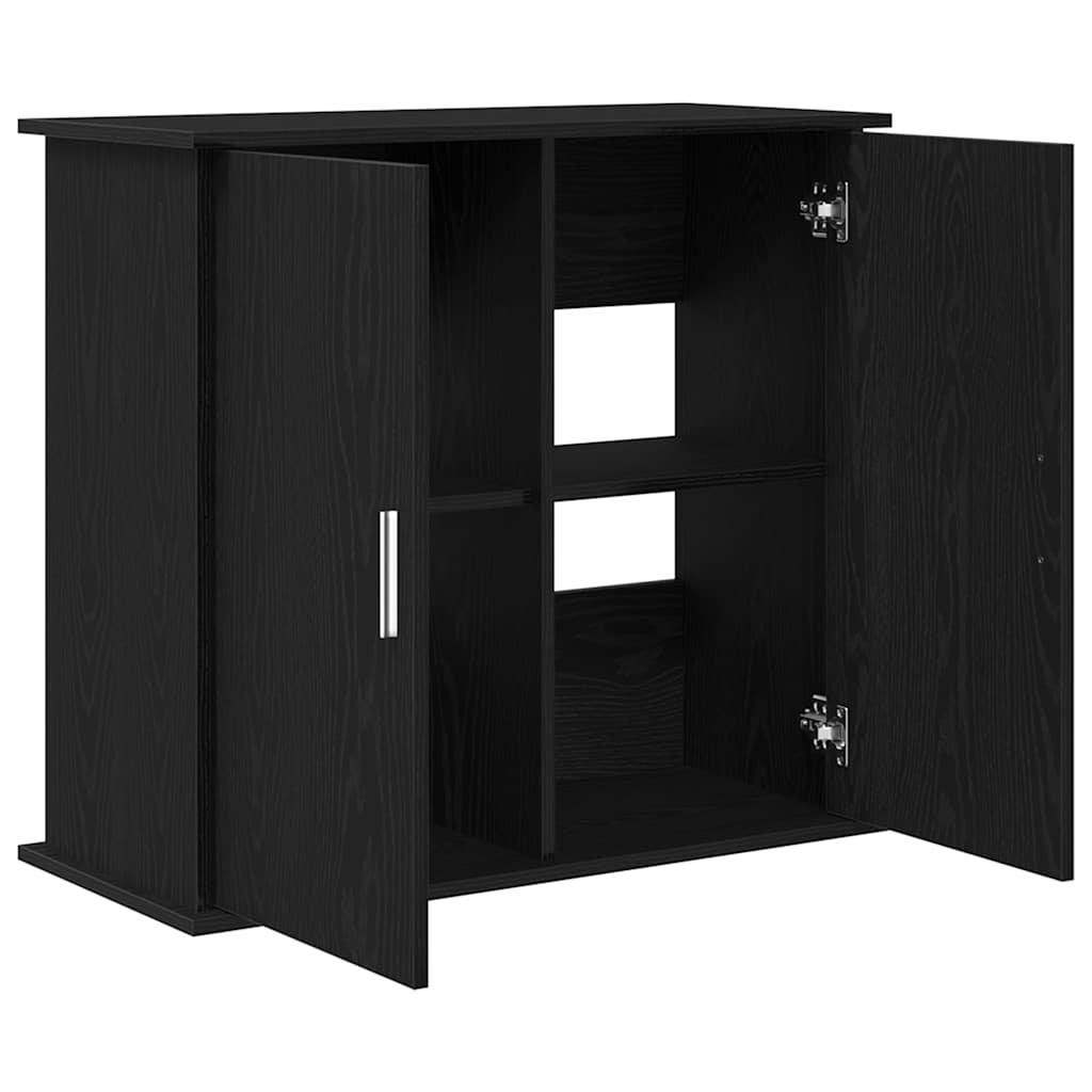 akvariestativ sort egetræ 81x36x73 cm konstrueret træ