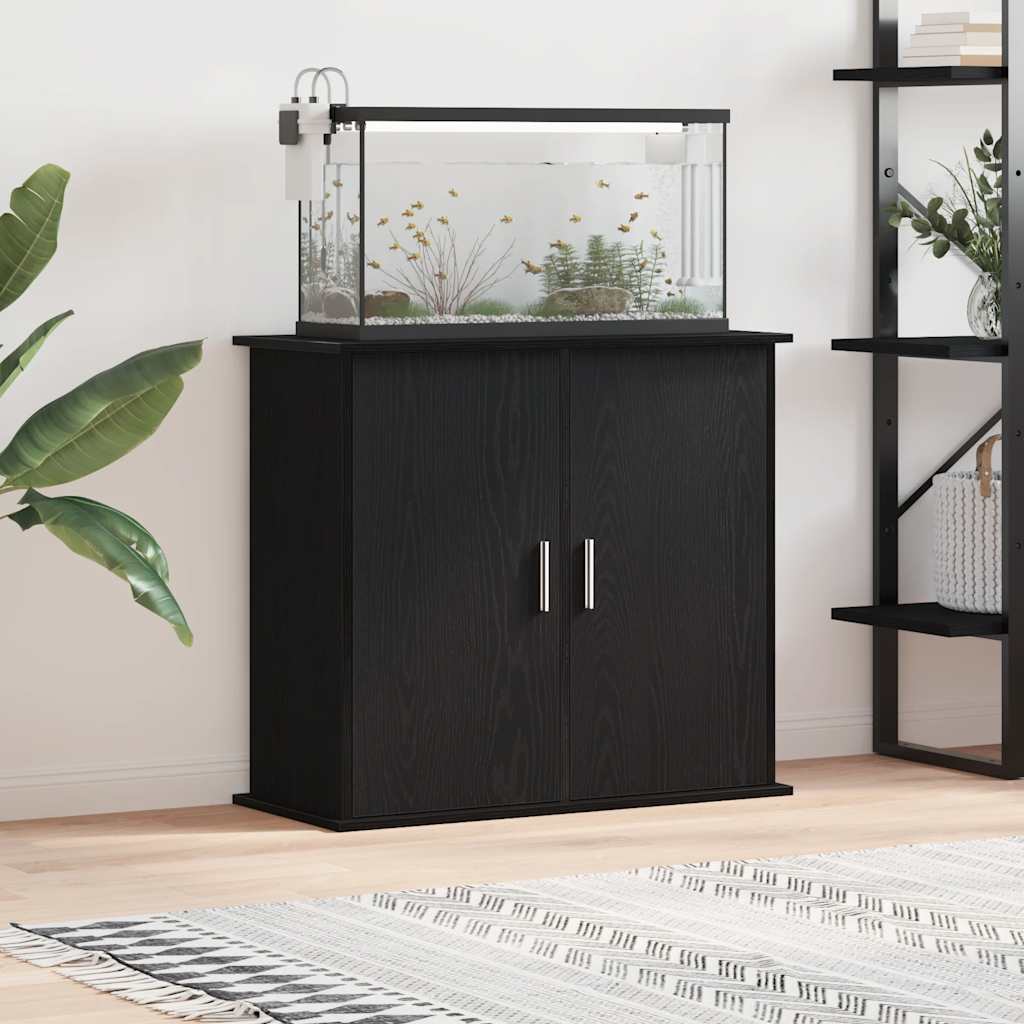 akvariestativ sort egetræ 81x36x73 cm konstrueret træ