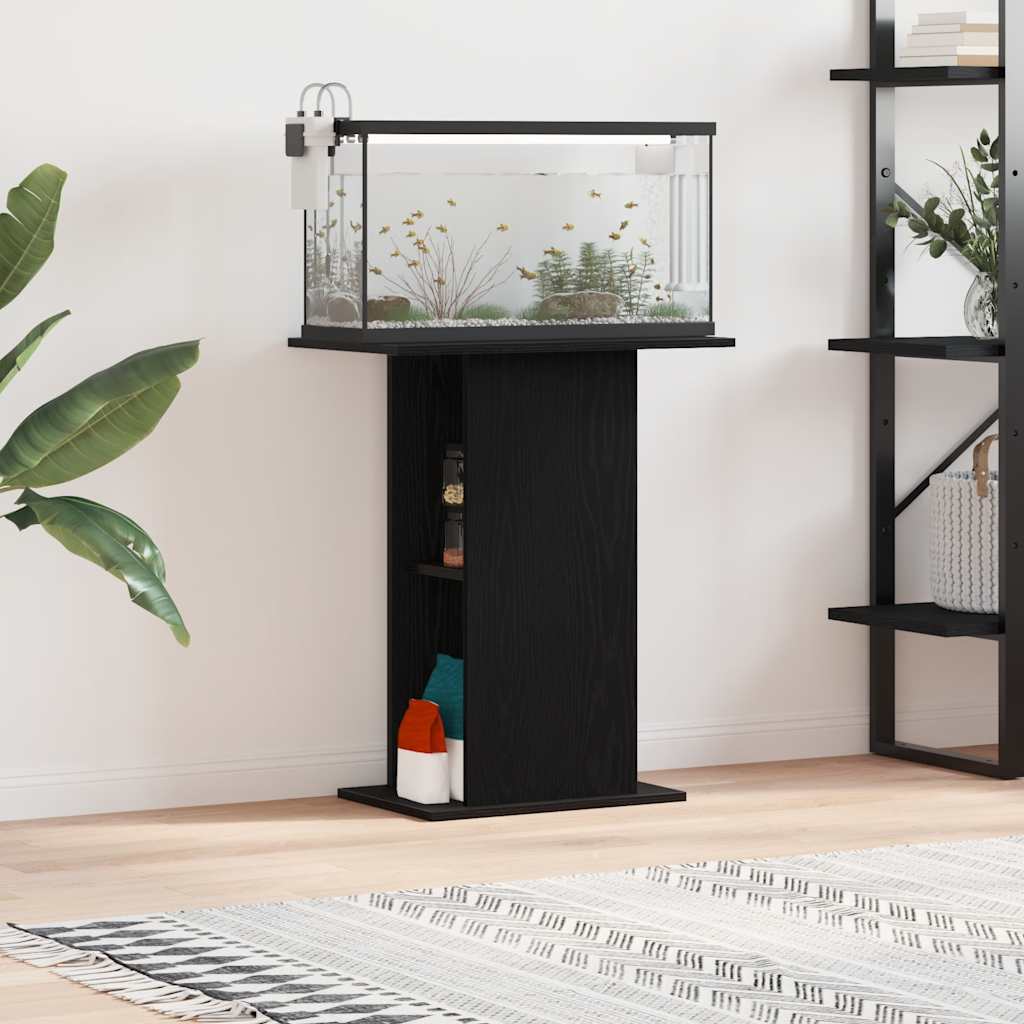 akvariebord 60,5x36x72,5 cm konstrueret træ sort egetræsfarve billede