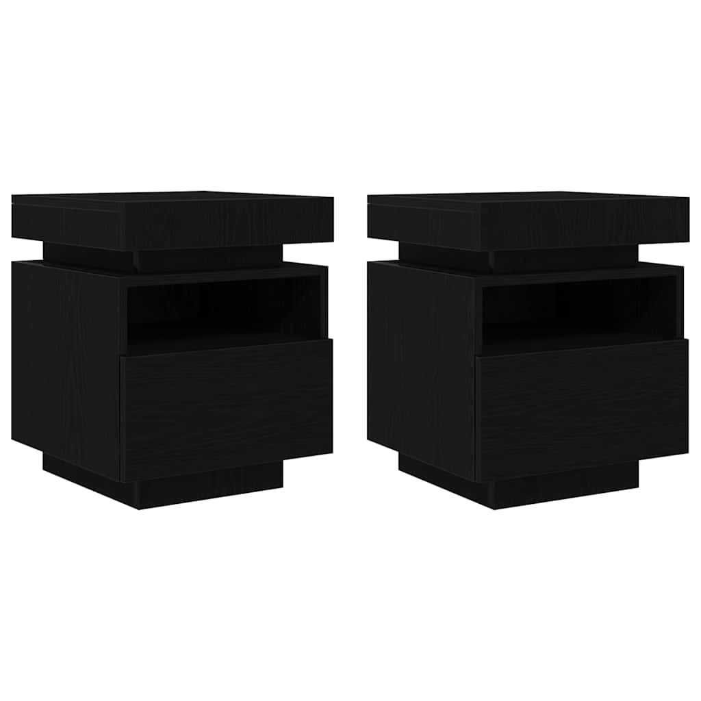 Natskab 2 pcs Sort eg 40 x 39 x 48,5 cm Konstrueret træ