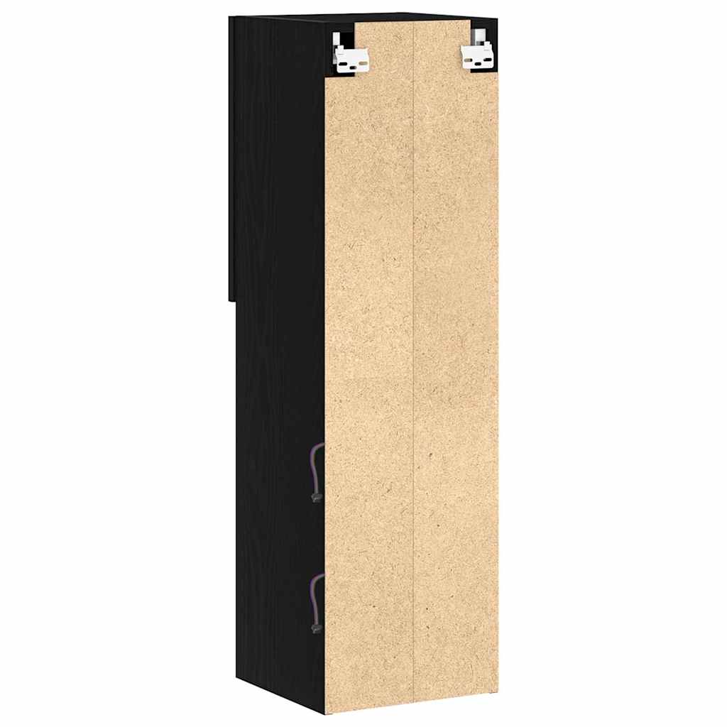 TV-møbelsæt med LED Sort eg 30,5 x 30 x 102 cm Konstrueret træ