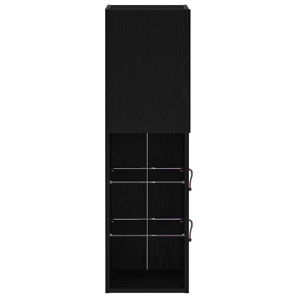 TV-møbelsæt med LED Sort eg 30,5 x 30 x 102 cm Konstrueret træ