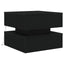 sofabord med LED-lys 50x50x40 cm sort egetræsfarve