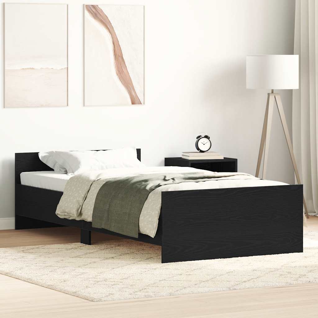 sengeramme 100x200 cm uden madras konstrueret træ sort eg