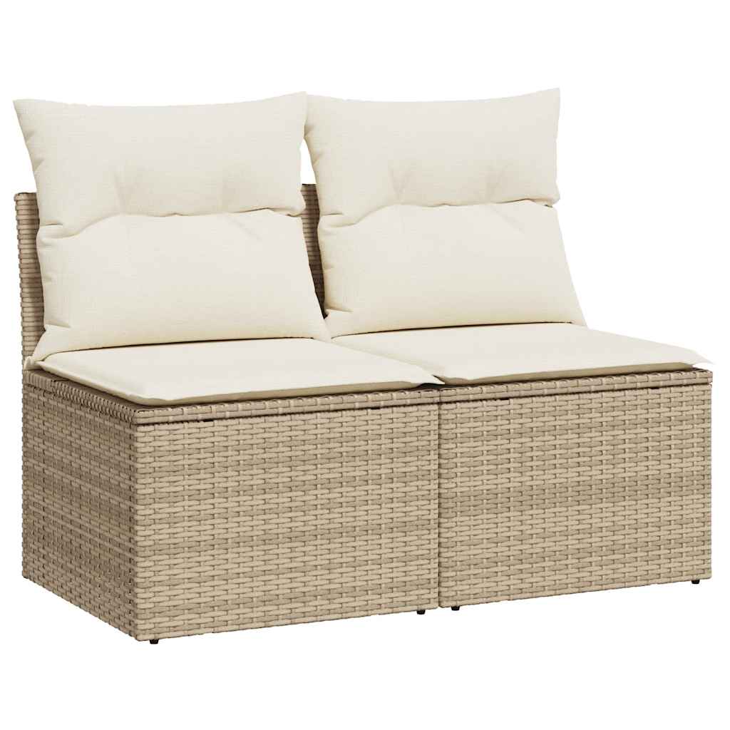 sofasæt til haven 2 dele med hynder polyrattan akacietræ beige