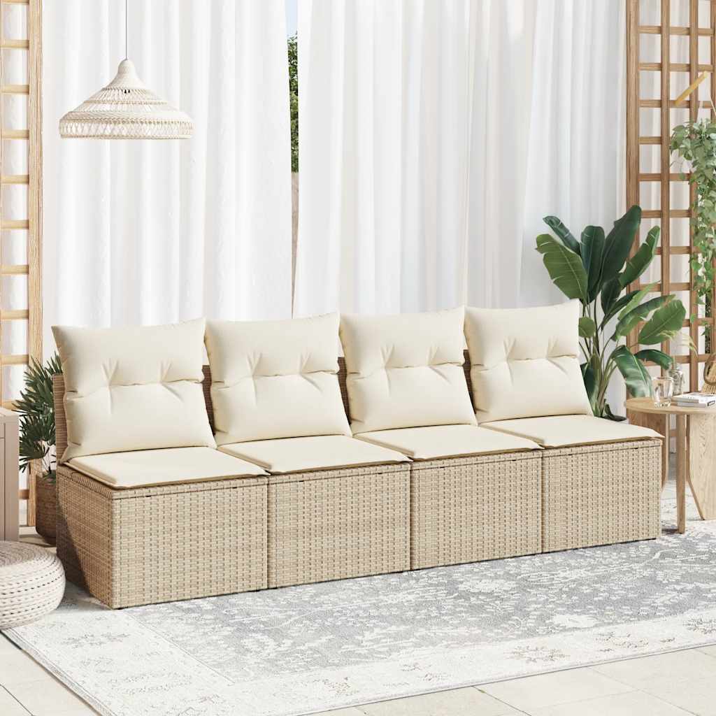 sofasæt til haven 2 dele med hynder polyrattan akacietræ beige