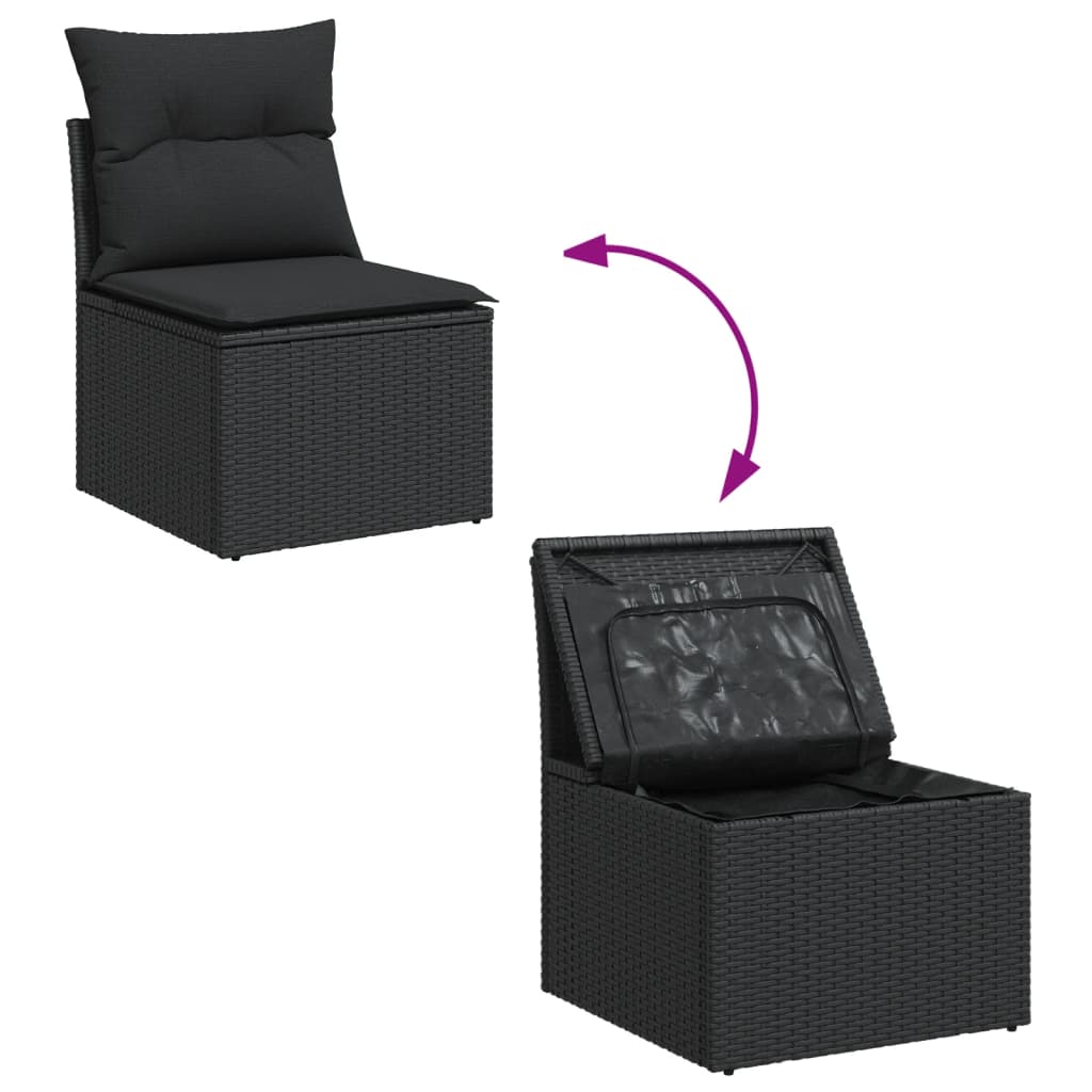 sofasæt til haven 4 dele med hynder polyrattan sort
