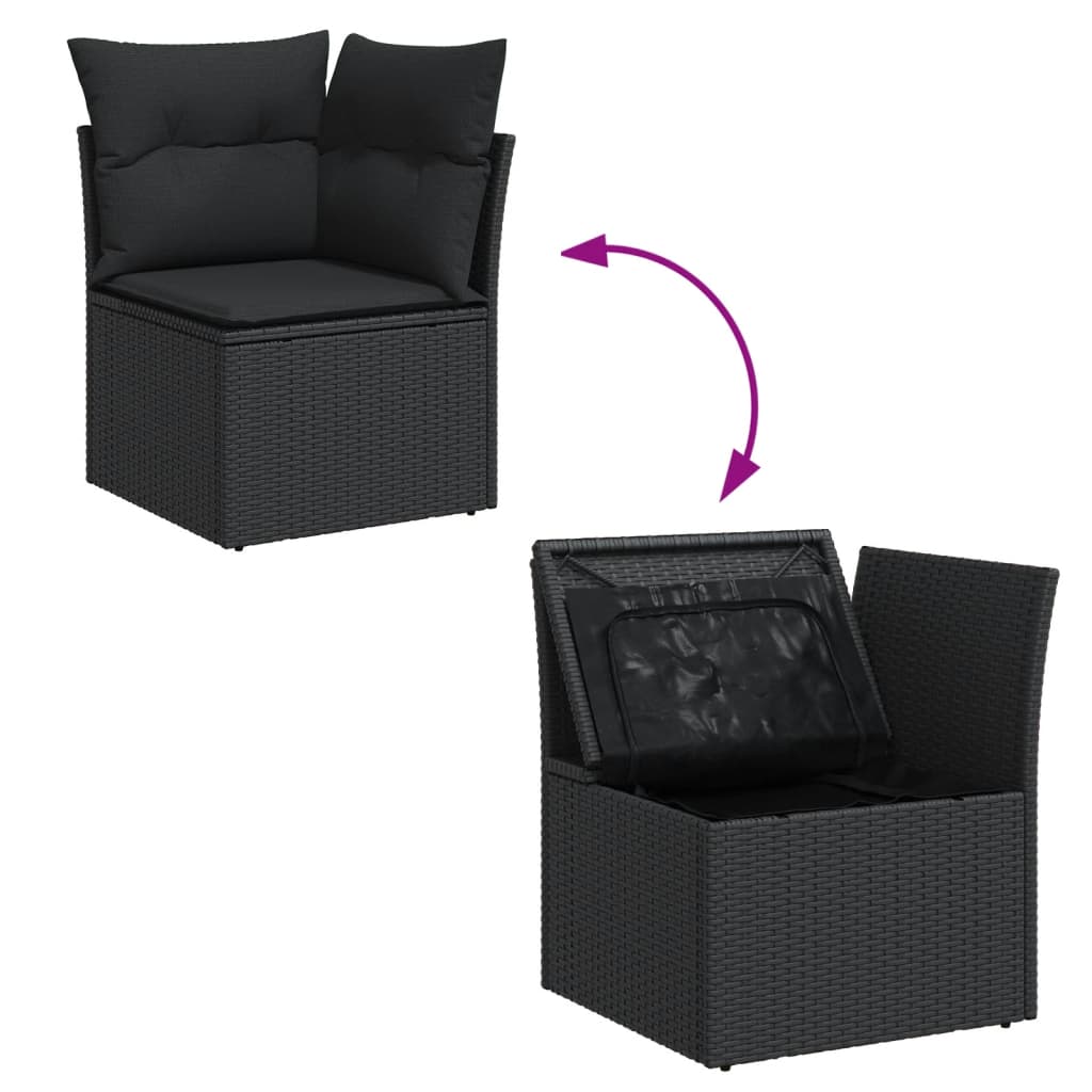 sofasæt til haven 4 dele med hynder polyrattan sort
