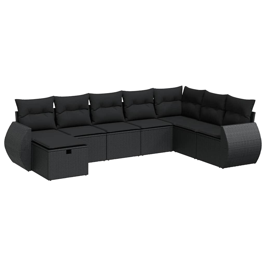 sofasæt til haven 8 dele med hynder polyrattan sort