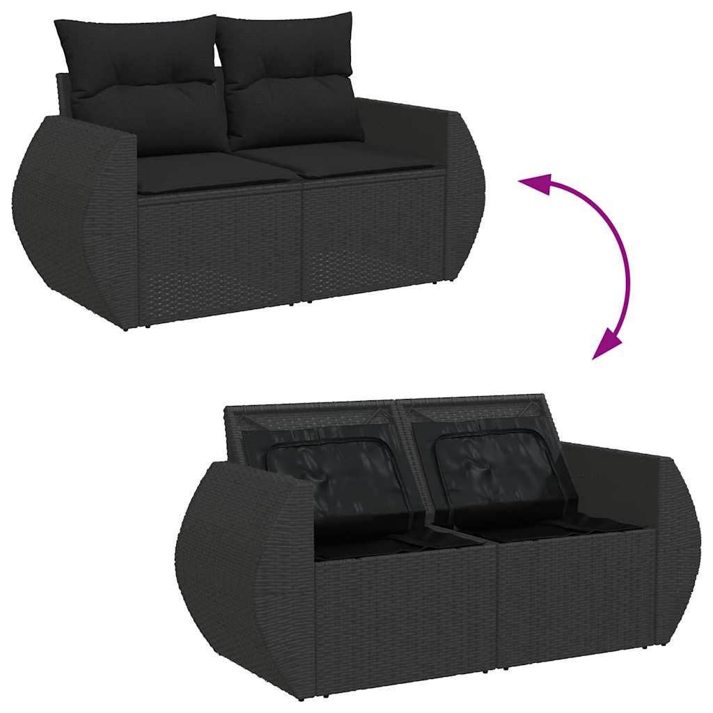 sofasæt til haven 8 dele med hynder polyrattan sort
