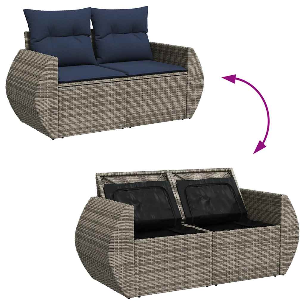 sofasæt til haven 8 dele med hynder polyrattan grå