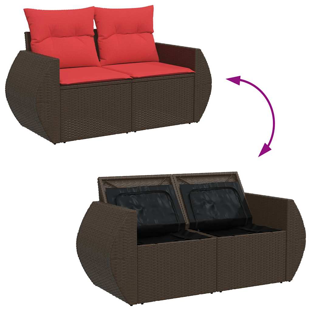 sofasæt til haven 9 dele med hynder polyrattan brun