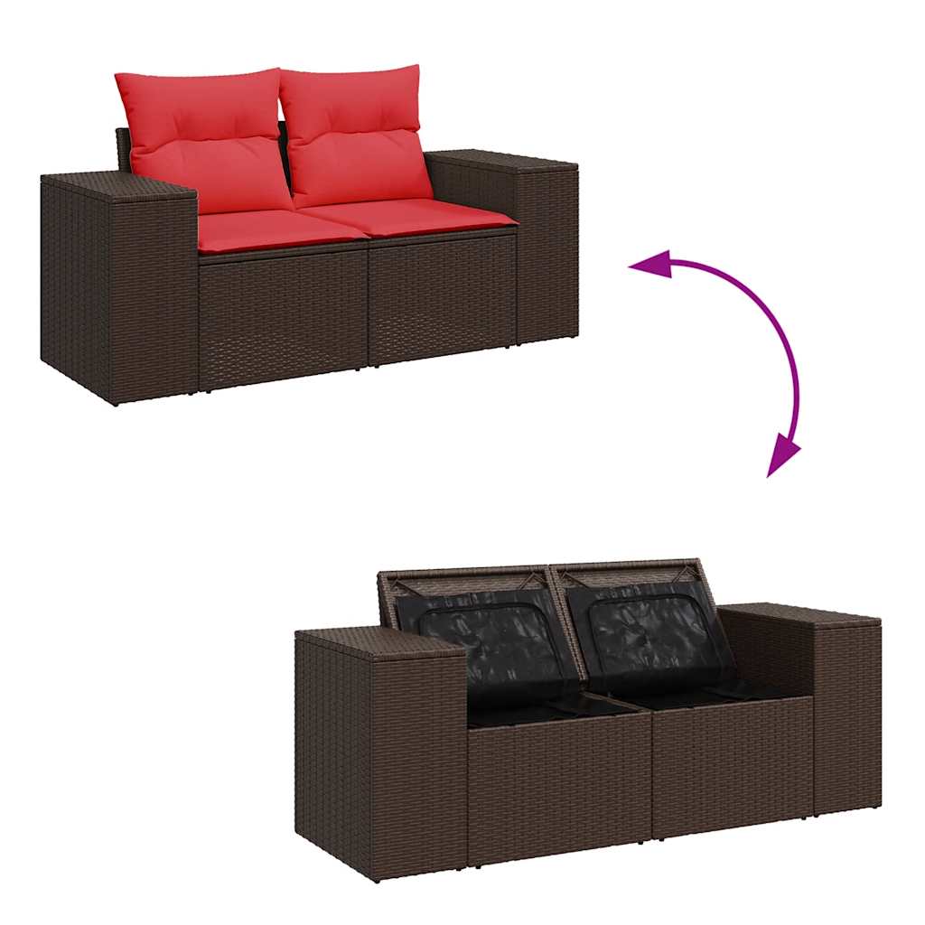 sofasæt til haven 4 dele med hynder polyrattan brun