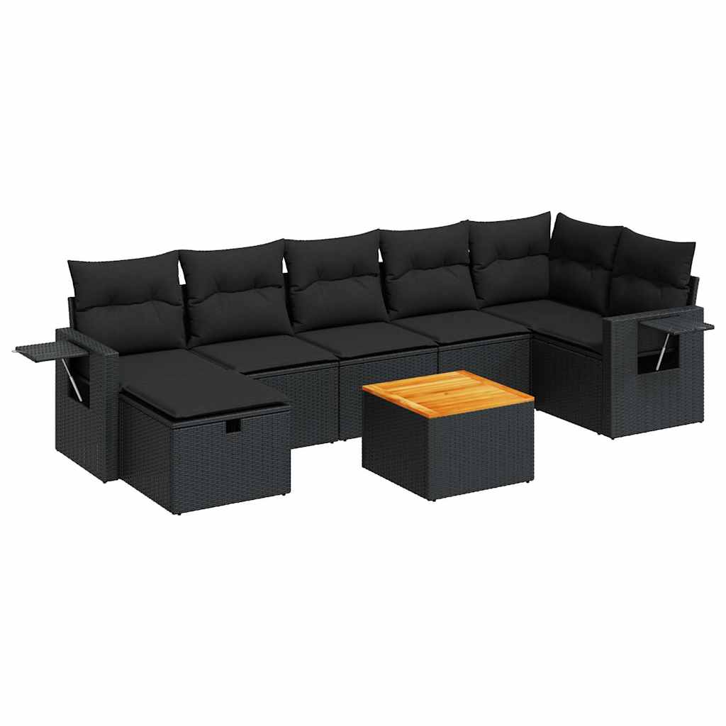 sofasæt til haven 8 dele med hynder polyrattan sort