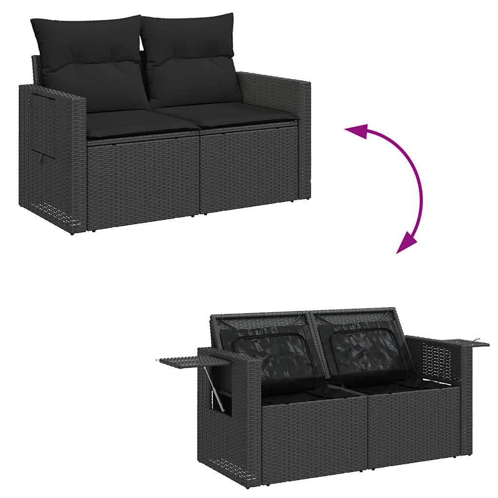 sofasæt til haven 9 dele med hynder polyrattan sort