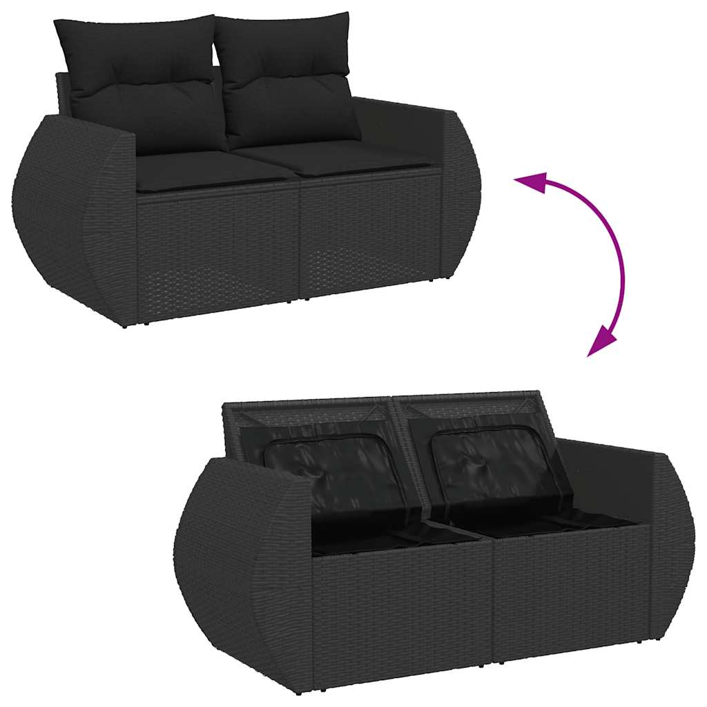sofasæt til haven 8 dele med hynder polyrattan sort
