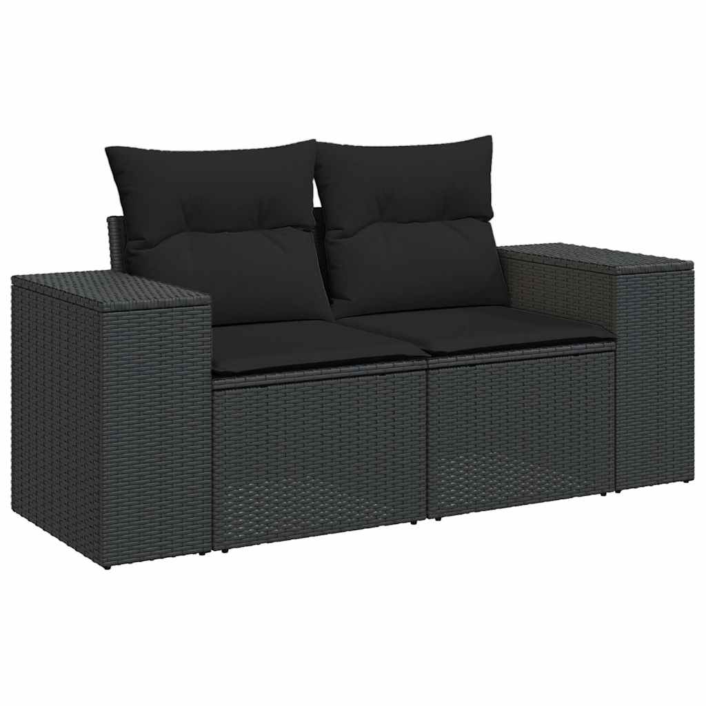 sofasæt til haven 9 dele med hynder polyrattan sort