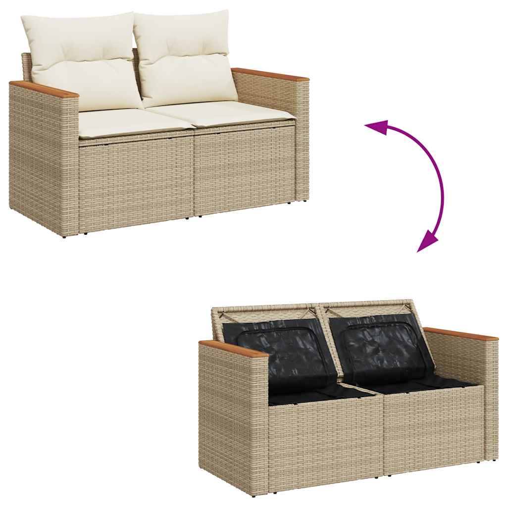 sofasæt til haven 7 dele med hynder polyrattan beige
