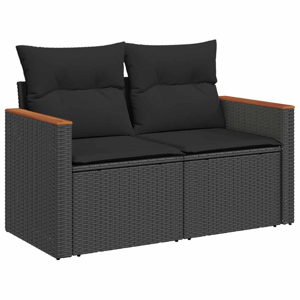 sofasæt til haven 8 dele med hynder polyrattan sort