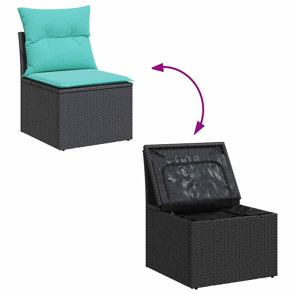 sofasæt til haven 6 dele med hynder polyrattan sort