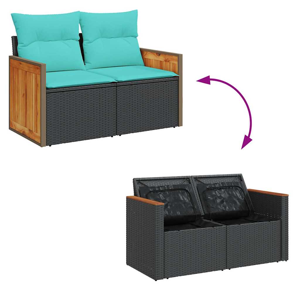 sofasæt til haven 6 dele med hynder polyrattan sort
