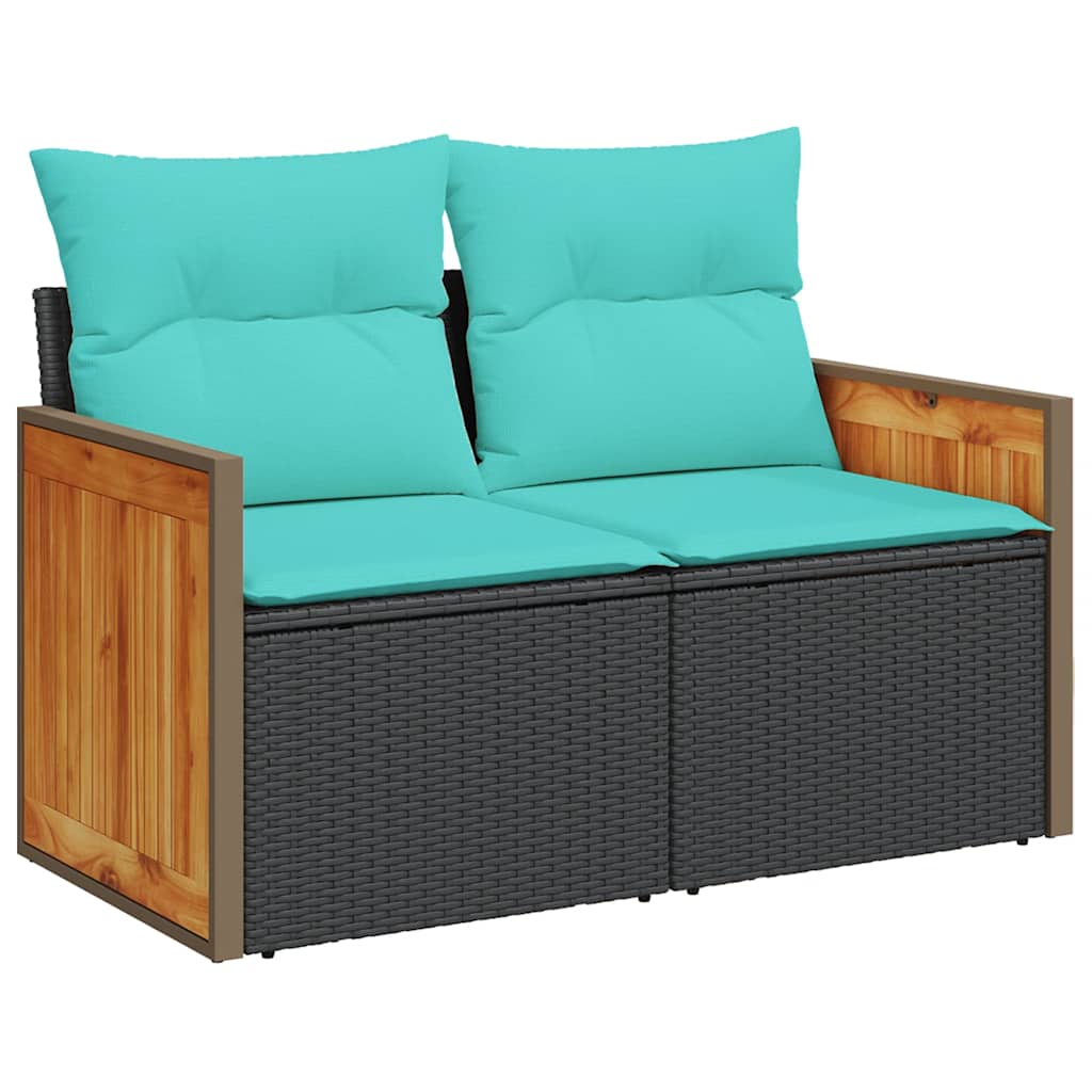 sofasæt til haven 7 dele med hynder polyrattan sort